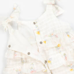 Lapin House-جمبسوت قطن عاجي مزين بالزهور للبنات | Childrensalon Outlet