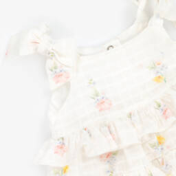 Lapin House-جمبسوت قطن عاجي مزين بالزهور للبنات | Childrensalon Outlet