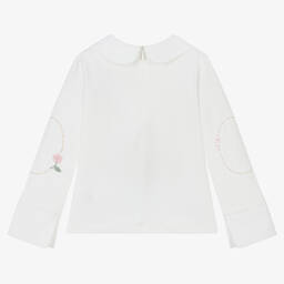Lapin House-Girls Ivory Floral Embroidered Top | Childrensalon Outlet