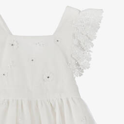 Lapin House-Girls Ivory Floral Lace Tulle Dress | Childrensalon Outlet