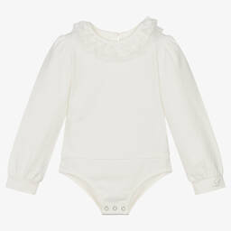Lapin House-Girls Ivory Frill Collar Bodysuit Top | Childrensalon Outlet
