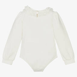 Lapin House-Girls Ivory Frill Collar Bodysuit Top | Childrensalon Outlet