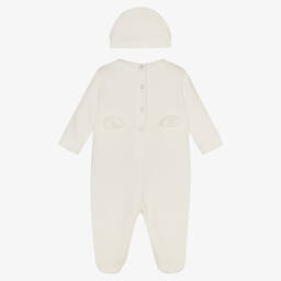 Lapin House-طقم أفرول بيبي غرو قطن قطيفة لون عاجي للمولودات | Childrensalon Outlet