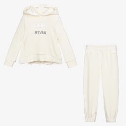 Lapin House-Girls Ivory Velour Tracksuit | Childrensalon Outlet