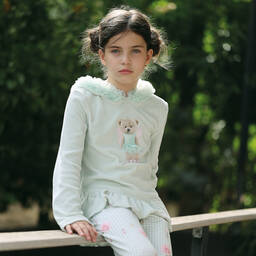 Lapin House-طقم ليغنغز قطن قطيفة لون أخضر نعناعي للبنات | Childrensalon Outlet