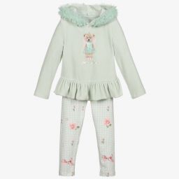 Lapin House-طقم ليغنغز قطن قطيفة لون أخضر نعناعي للبنات | Childrensalon Outlet