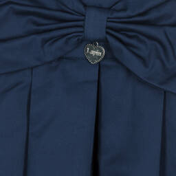 Lapin House-Girls Navy Blue Bow Cotton Dress | Childrensalon Outlet