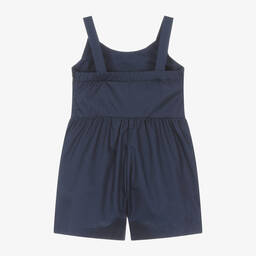 Lapin House-Girls Navy Blue Bow Cotton Playsuit | Childrensalon Outlet