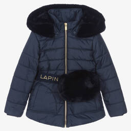 Lapin House-Girls Navy Blue Padded Coat | Childrensalon Outlet