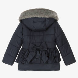 Lapin House-Girls Navy Blue Puffer Coat | Childrensalon Outlet