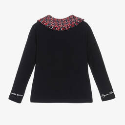 Lapin House-Синий топ с красным воротником из твида | Childrensalon Outlet