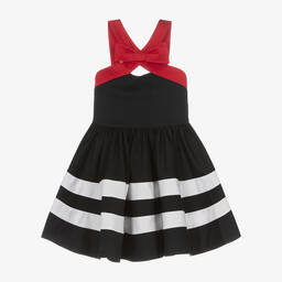 Lapin House-Girls Navy Blue Striped Cotton Dress | Childrensalon Outlet