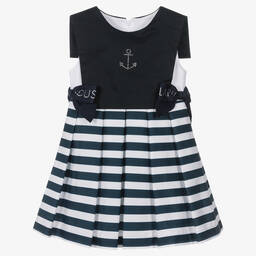 Lapin House-Girls Navy Blue Striped Sailor Dress | Childrensalon Outlet