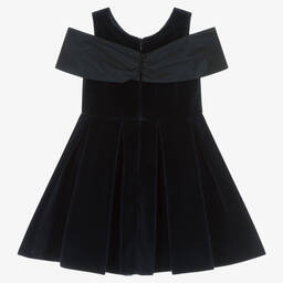 Lapin House-Girls Navy Blue Velvet Bow Dress | Childrensalon Outlet