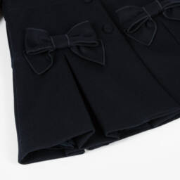Lapin House-Синее шерстяное пальто с бантиками для девочек | Childrensalon Outlet