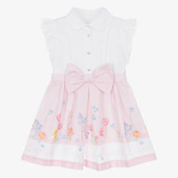 Lapin House-Girls Pink Blossom Stripe Dress | Childrensalon Outlet