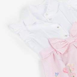 Lapin House-Girls Pink Blossom Stripe Dress | Childrensalon Outlet