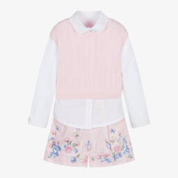 Lapin House-Girls Pink Blouse & Shorts Ensemble | Childrensalon Outlet