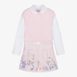 Lapin House-Girls Pink Blouse & Shorts Ensemble | Childrensalon Outlet