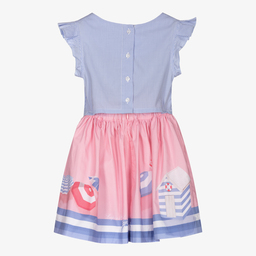 Lapin House-Girls Pink & Blue Cotton Dress | Childrensalon Outlet