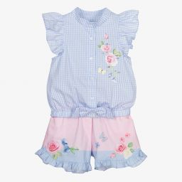 Lapin House-Girls Pink & Blue Shorts Set | Childrensalon Outlet