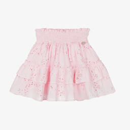 Lapin House-Girls Pink Broderie Anglaise Skirt  | Childrensalon Outlet