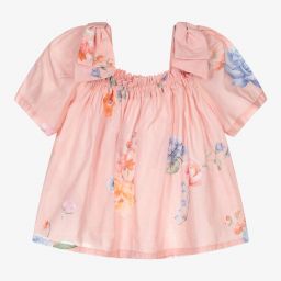 لابين هاوس-Girls Pink Cotton Blouse | Childrensalon Outlet
