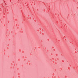 Lapin House-Girls Pink Cotton Broderie Anglaise Dress | Childrensalon Outlet