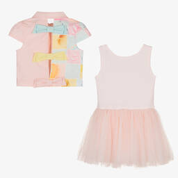 Lapin House-Girls Pink Cotton Dress & Jacket Set | Childrensalon Outlet