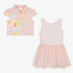 Lapin House-Girls Pink Cotton Dress & Jacket Set | Childrensalon Outlet