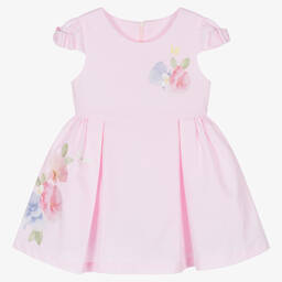 Lapin House-Girls Pink Cotton Floral Dress | Childrensalon Outlet
