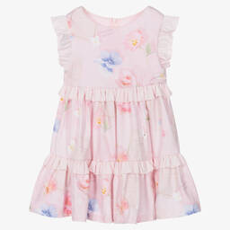 Lapin House-Girls Pink Cotton Floral Dress | Childrensalon Outlet