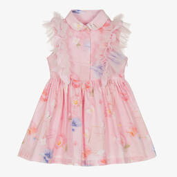 Lapin House-Girls Pink Cotton Floral Dress | Childrensalon Outlet
