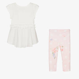Lapin House-Girls Pink Cotton Floral Leggings Set | Childrensalon Outlet