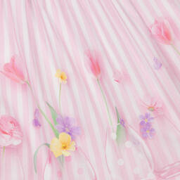 Lapin House-Girls Pink Cotton Floral & Stripe Dress | Childrensalon Outlet