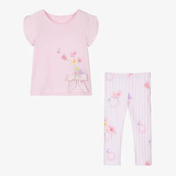 Lapin House-Girls Pink Cotton Leggings Set | Childrensalon Outlet