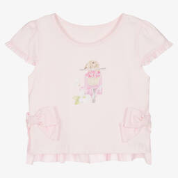 Lapin House-Girls Pink Cotton Rabbit Logo T-Shirt | Childrensalon Outlet