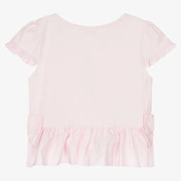 Lapin House-Girls Pink Cotton Rabbit Logo T-Shirt | Childrensalon Outlet