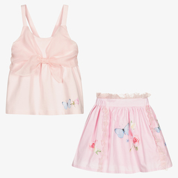 Lapin House-Girls Pink Cotton Skirt Set | Childrensalon Outlet