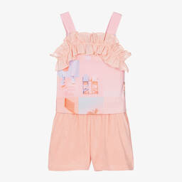 Lapin House-Girls Pink Cotton Towelling Shorts Set | Childrensalon Outlet
