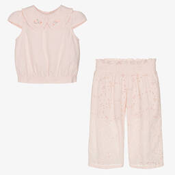 Lapin House-Girls Pink Cotton Trouser Set | Childrensalon Outlet