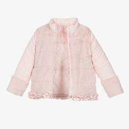 Lapin House-Girls Pink Faux Fur Hooded Coat | Childrensalon Outlet