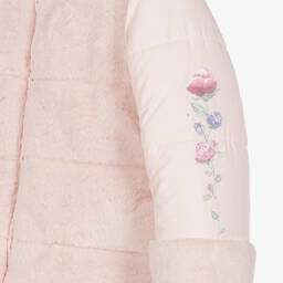 Lapin House-Girls Pink Faux Fur Hooded Coat | Childrensalon Outlet