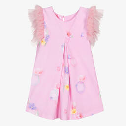 Lapin House-Girls Pink Floral Cotton Dress | Childrensalon Outlet