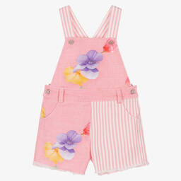 Lapin House-Girls Pink Floral Denim Dungaree | Childrensalon Outlet