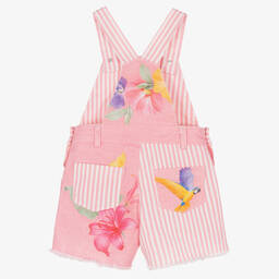 Lapin House-Girls Pink Floral Denim Dungaree | Childrensalon Outlet