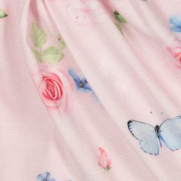 لابين هاوس-طقم فستان مزيج قطن لون زهري باهت بطبعة ورود | Childrensalon Outlet