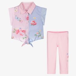 Lapin House-Розовый топ с цветами и легинсы для девочек | Childrensalon Outlet