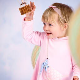 Lapin House-Girls Pink Hooded Velour Bag Dress | Childrensalon Outlet