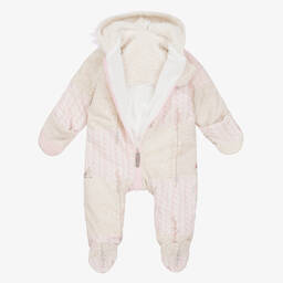 Lapin House-Girls Pink & Ivory Cotton Pramsuit | Childrensalon Outlet